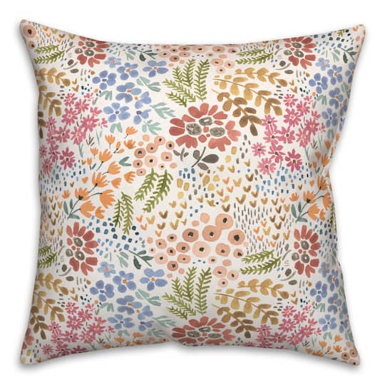 Wild Flower Floral Square Throw Pillow